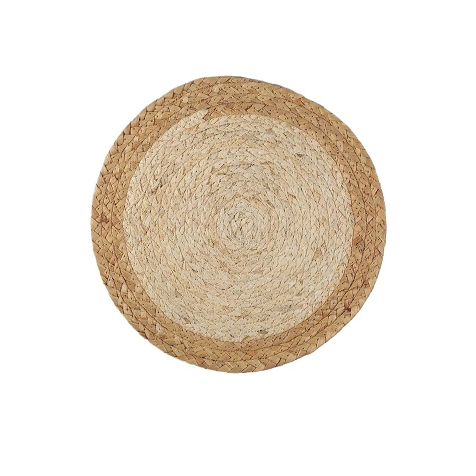 Wicker Placemat 1pcs Round Woven Placemats Plate Chargers Water Hyacinth Place Mats for Dinner Plates, Rattan Wicker Braided Table Mat