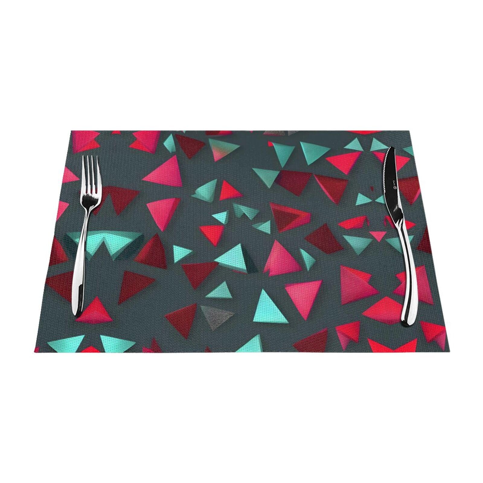 Triangular Pattern 4 Pcs Patterned Woven Placemats are Non-Slip and Heat-Resistant and Complement Any Table