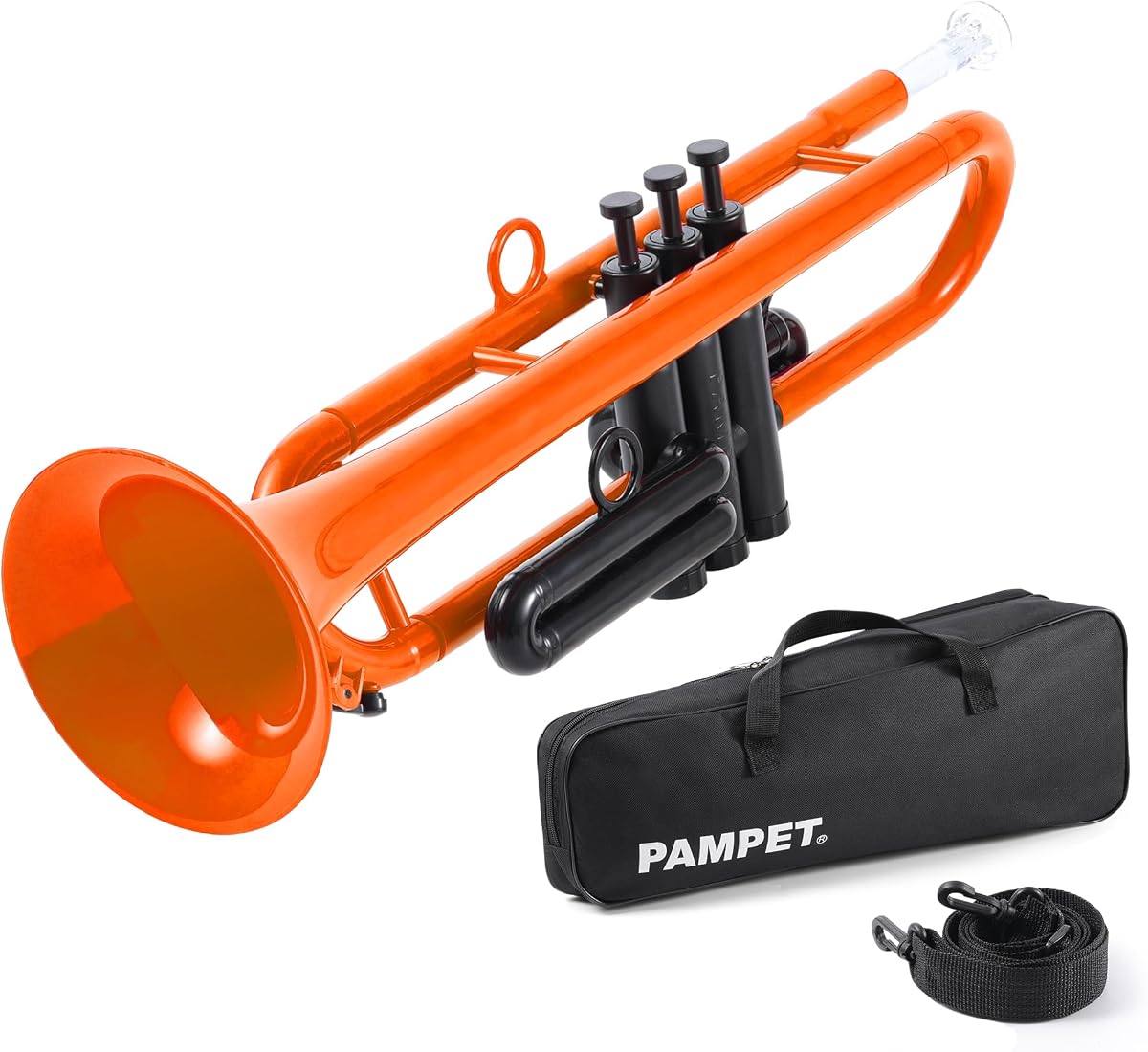 PAMPET Professional Plastic Bb Trumpet for Advanced Student Beginner Orange | Lightweight Durable Standard Trumpets Bb Trumpets Instrument With 3C and 7C Mouthpiece