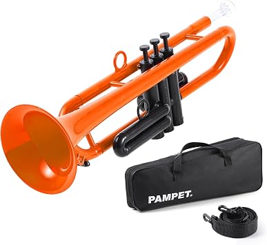 PAMPET Professional Plastic Bb Trumpet for Advanced Student Beginner Orange | Lightweight Durable Standard Trumpets Bb Trumpets Instrument With 3C and 7C Mouthpiece