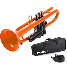 PAMPET Professional Plastic Bb Trumpet Student Trumpet Set for Student Beginner With 7C Mouthpiece and 3C Mouthpiece Bb Trumpet Instrument Orange