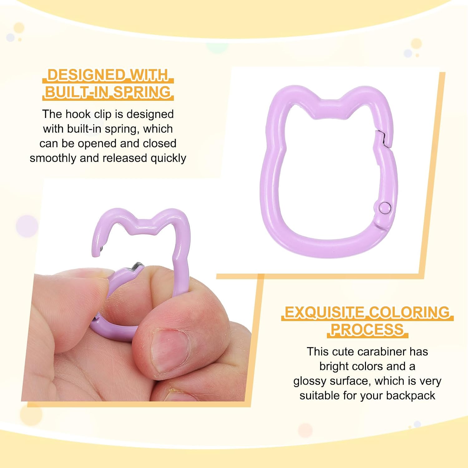 PATIKIL Spring Snap Hook, Cute Cat Shape Keychain Clips Small Keyrings Holder for Bag Purse Strap Keychain Jewelry DIY Making Camping Accessories image 4