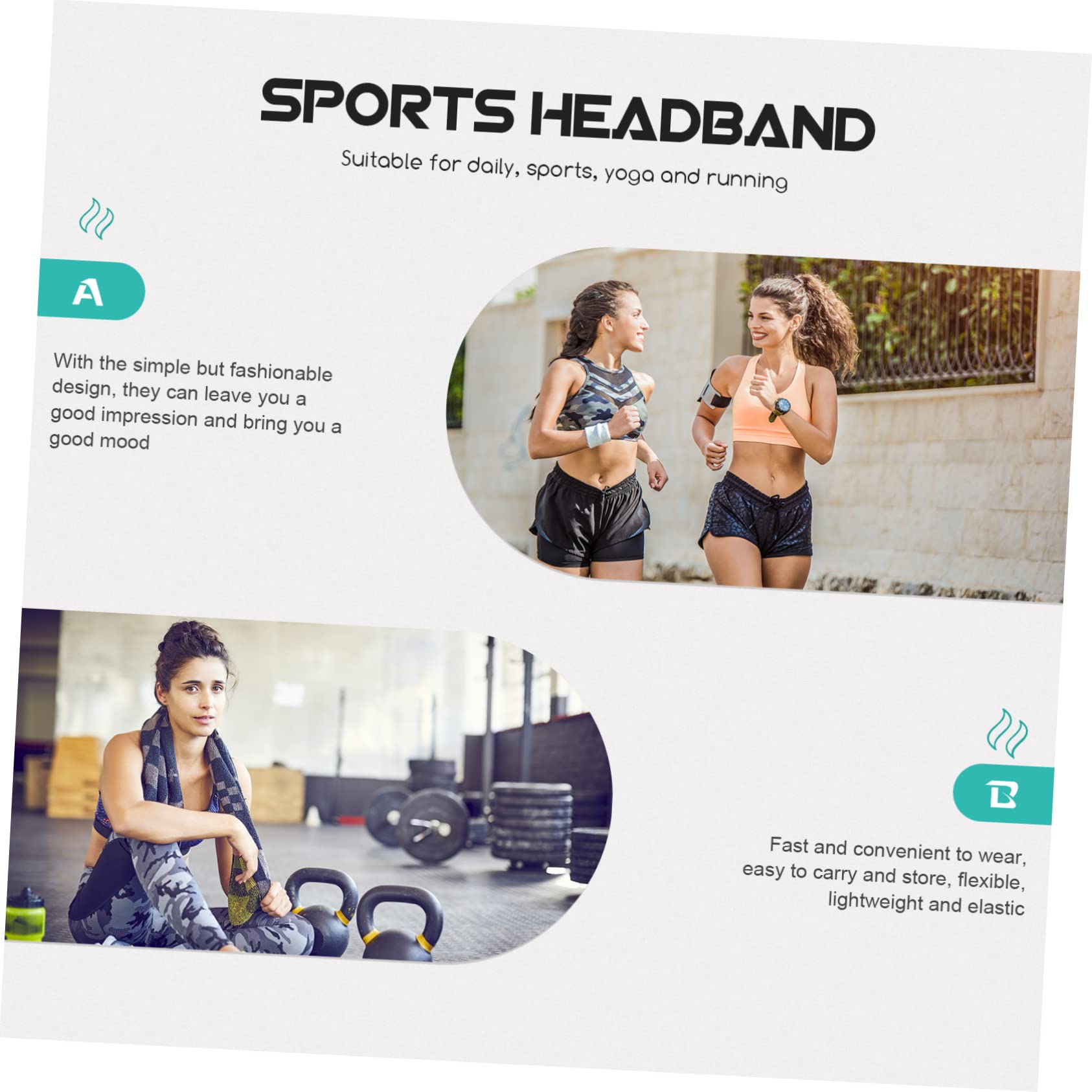 BESPORTBLE 20pezzi Fasce Sportive Assorbenti Da Fasce Elastiche Per Allenamento Yoga e Attività Fisica Comode e Pratiche Per Donna e Uomo