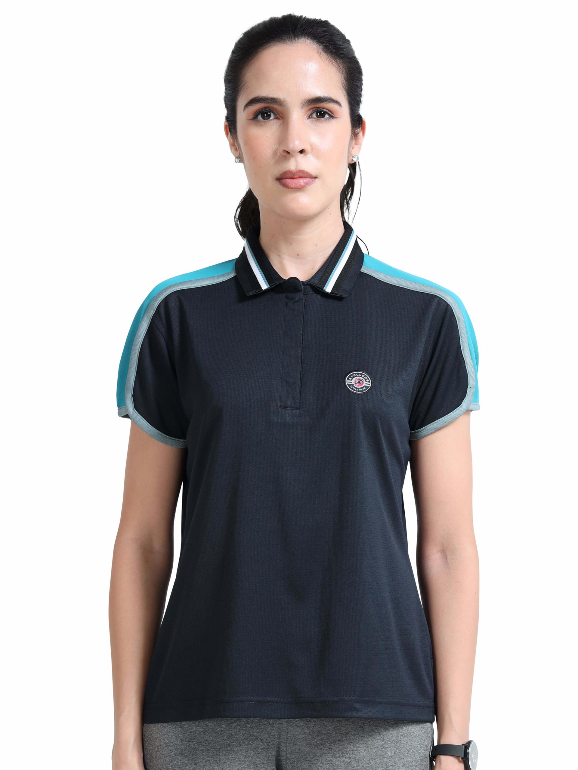 stellers Women's Active Wear Zipper Polo T-Shirt | Feather Touch Feel | Regular Fit | Odour Resistant | Anti-Static | Wrinkle Free | Quick Dry | Stretchable | Lightweight | Sweat-Proof-picture-25