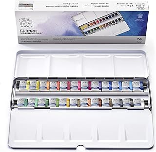 Winsor & Newton Cotman Water Colour Metal Sketchers Box - 24 Half Pens (Multicolor) Price In India