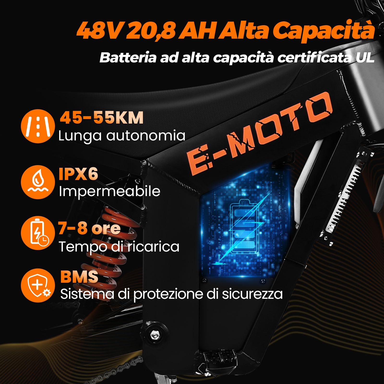 Bici Elettrica Per Adulti 14"/12", Fuoristrada Bicicletta Elettrica 48V 20,8Ah, Autonomia di 45-55km Ebike,Sospensioni e Freni Idraulici Bici Elettrica,3 Modalità di Guida Moto Elettrica Adolescenti