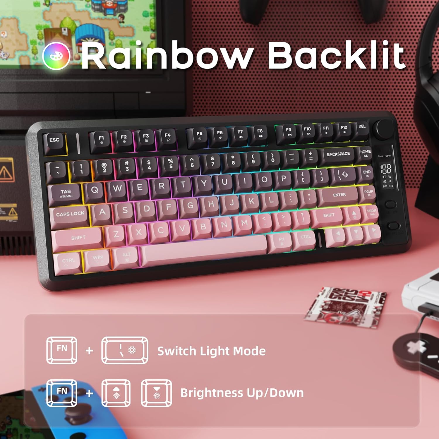 FREEWOLF M75 Keyboard Rainbow Backlight