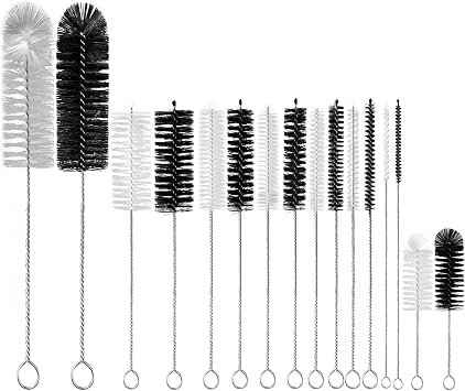 Cleaning Brushes,16 Pcs Pipe Tube Brush Pipe Cleaning Brushes Bottle Brush,for Washing Narrow Neck Water Bottles Jars Teapot Spout Coffee Machine TubeWhite&Black