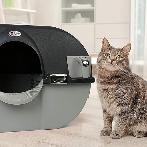 Omega Paw Self Cleaning Cat Litter Box — side view showing full product dimensions