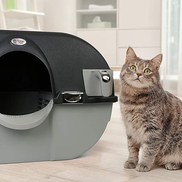 Foto 5 de 6 de Omega Paw EL-RA15-1 Elite Roll 'n Clean Caja de arena regular, color negro medianoche