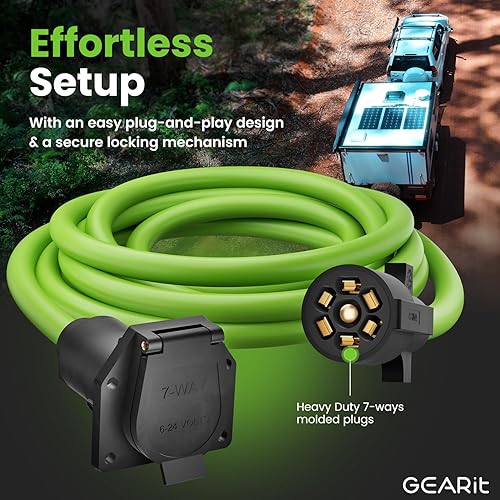 Miniatura 4 de GearIT Cable de extensión de remolque de 7 vías (12 pies), enchufe de remolque de 7 pines, cable en línea, conector de doble clavija para enganche