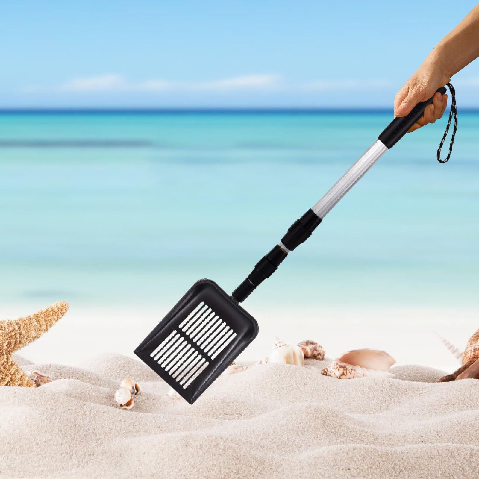 Sand Scoop, Beach Scoop, Heavy Duty with Adjustable Handle Picking, Multifunctional Chicken Scooper, Beach Sand Sifter