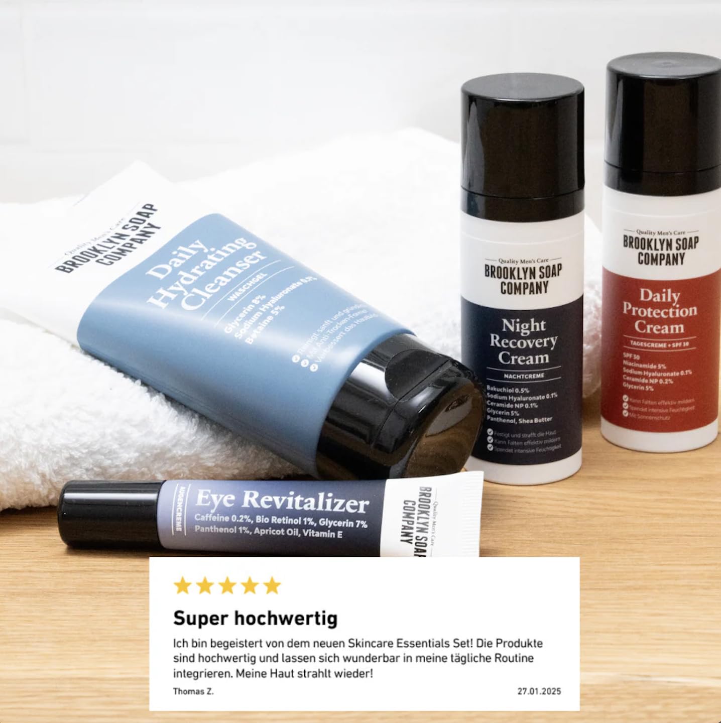 Skincare Essentials mit SPF · BROOKLYN SOAP COMPANY | 4-teiliges Gesichtspflege-Set für Männer · Für eine einfache & effektive Pflegeroutine