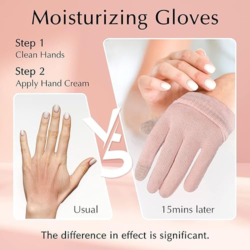 Miniatura 2 de Evridwear Guantes de algodón de belleza con dedos de pantalla táctil para spa, eccema, manos secas, cuidado de manos, hidratación de día y noche, 3