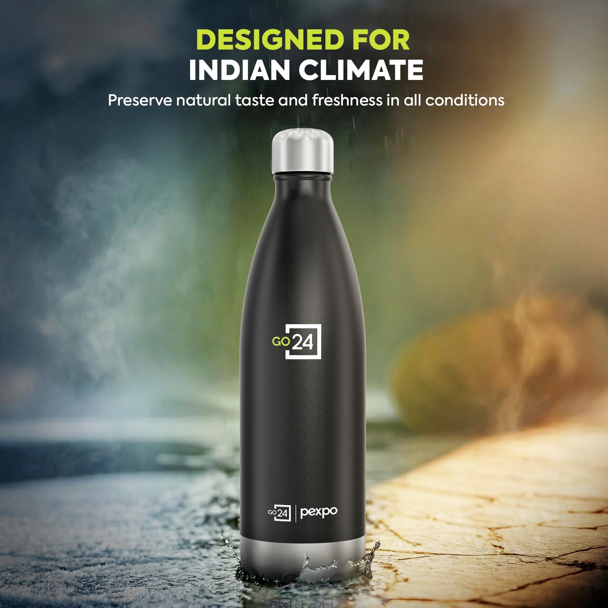 Go24 pexpo Stainless Steel Water Bottle Electro Knight Black 980ml 4