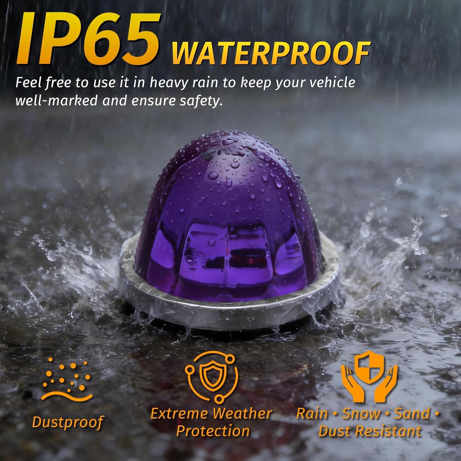 4PCS Watermelon Lights, Purple Strobe & Constant Multi-Function LED Side Marker, Turn Signal, Tail & Roof Lights with Stainless Steel Bezel for Freightliner, Kenworth, Peterbilt Semi Trucks & Trailers