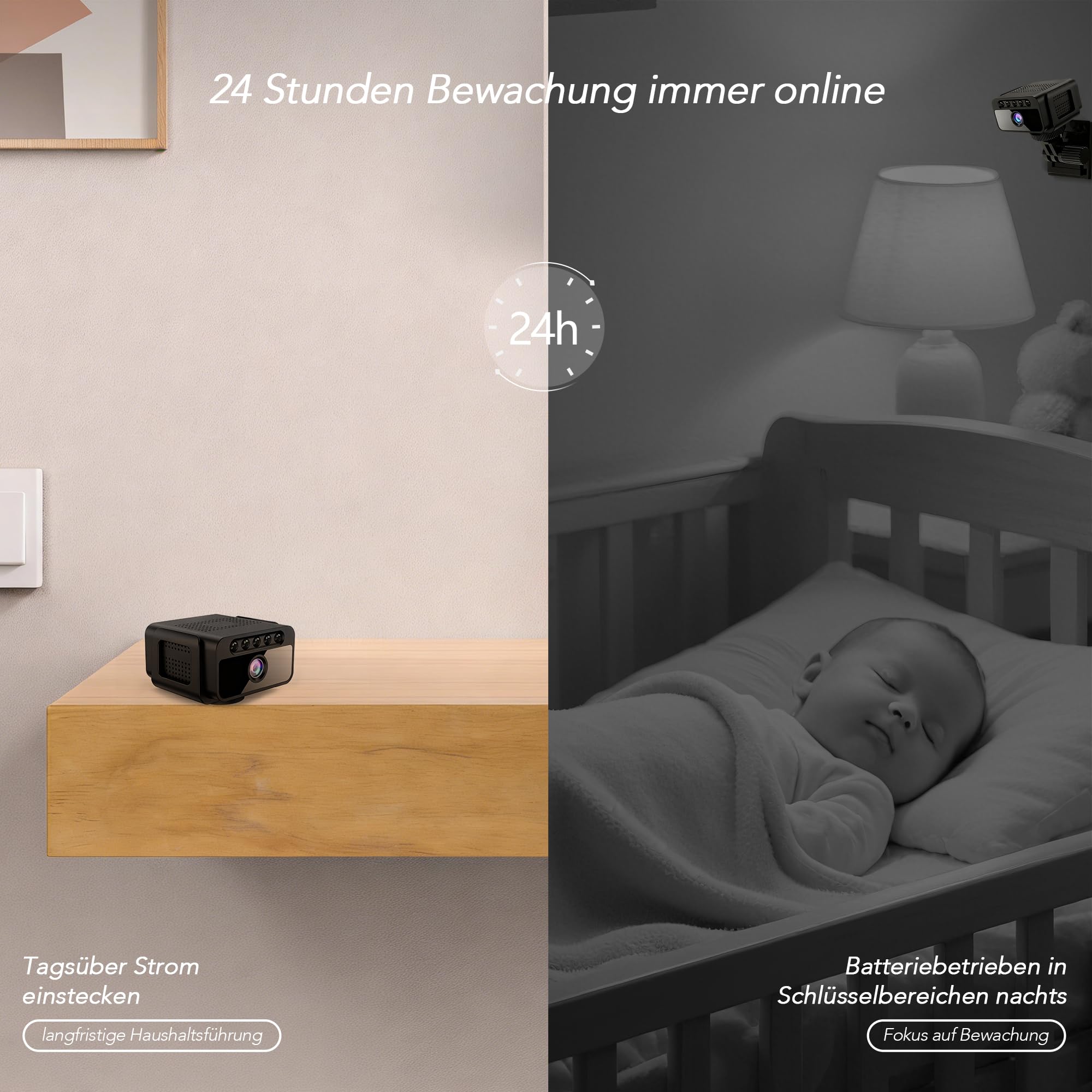 Mini Telecamera Di Sorveglianza WiFi 4K HD – Batteria 2000 MAh, Sensore Di Movimento PIR, Visione Notturna, Audio Bidirezionale, Con Scheda 32 GB E Supporto, Per Casa O Ufficio