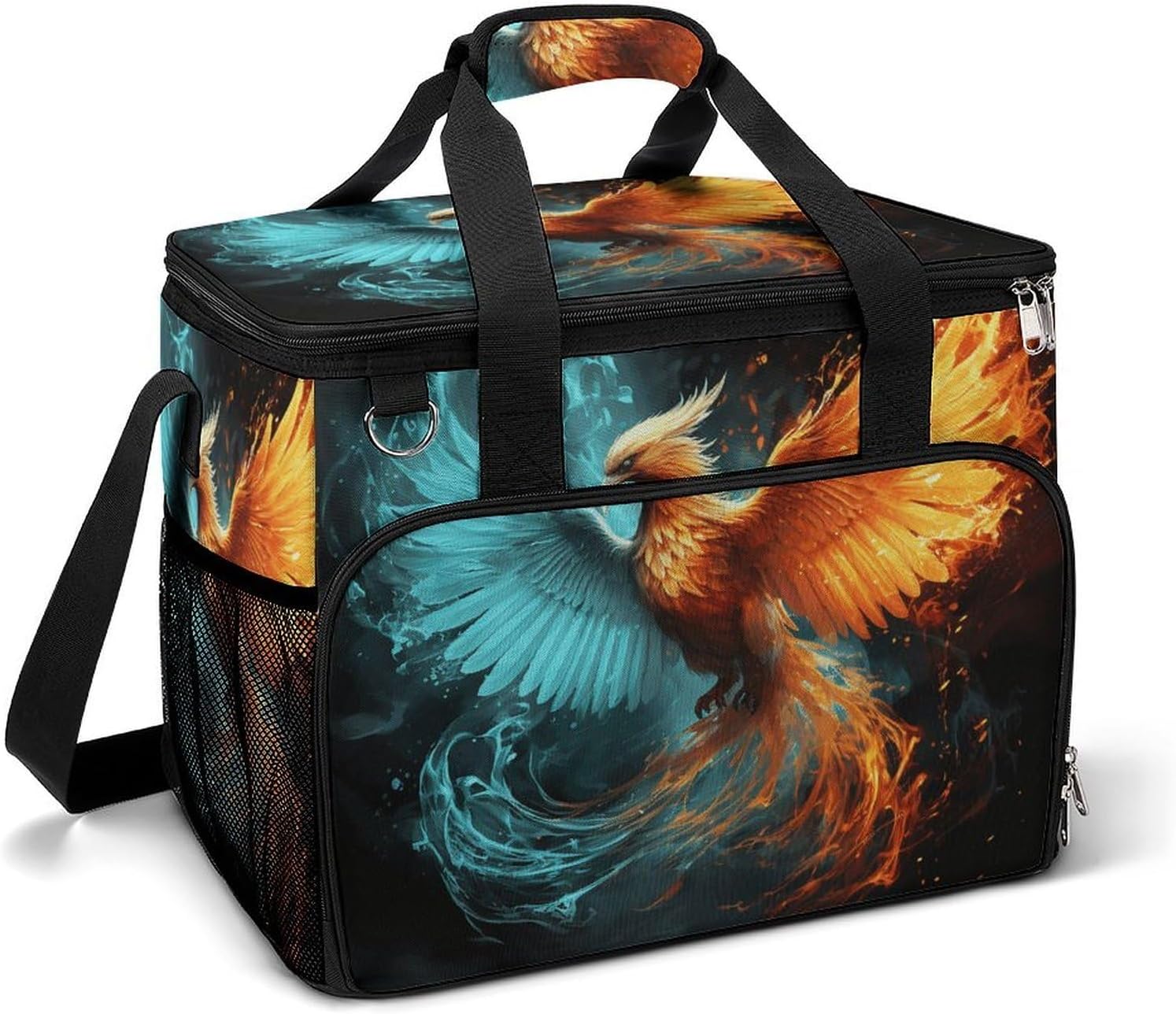 Insulated Picnic Backpack Tote Bag, Large Capacity 30L Fire and Water Phoenix Cooler Bag Leakproof Beach Bags Portable Lunch Box Waterproof Picnic Basket for Beach Camping BBQ