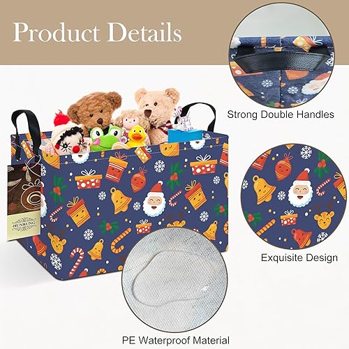 Miniatura 121 de HUNRUNG Cesta rectangular de almacenamiento de lona, bonita cesta organizadora de lona para mascotas, juguetes de niños, libros, ropa, perfecta