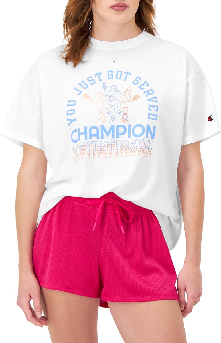 Champion Camiseta de Mujer, Camiseta clásica de Gran tamaño, Camiseta Suave y cómoda para Mujer