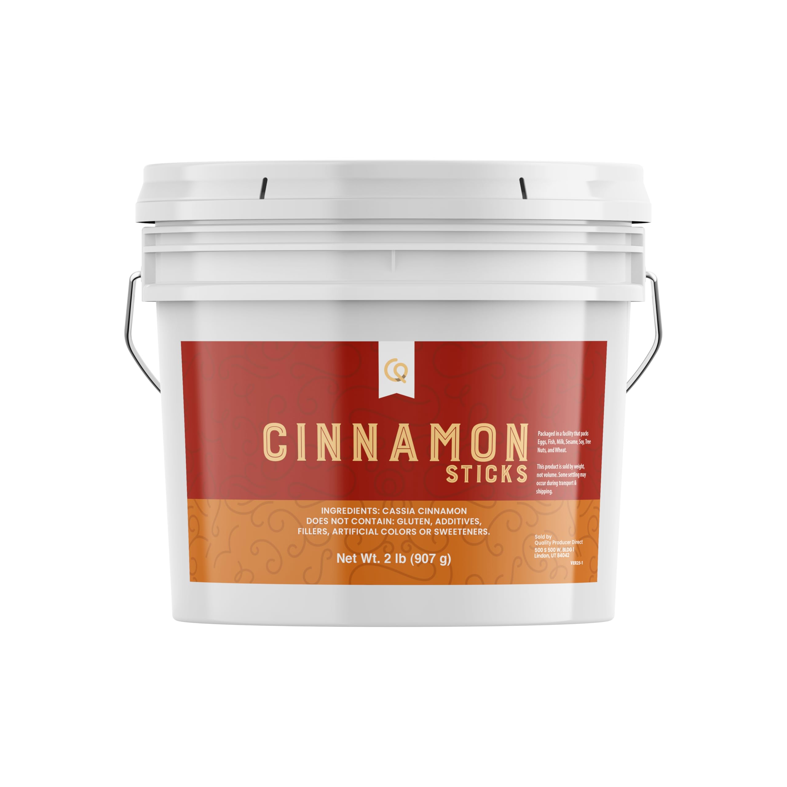 Quality Producer Direct Cinnamon Sticks, 1 Gallon, 3” Length, Gluten-Free, Preservative-Free, BPA-Free Reusable Bucket