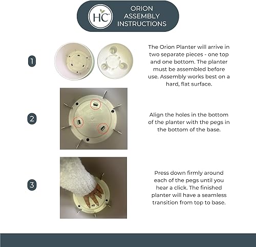 Miniatura 7 de The HC Companies Orion - Maceta de riego automático de 8 pulgadas, maceta de plástico ligera para interiores para hierbas y flores, color gris