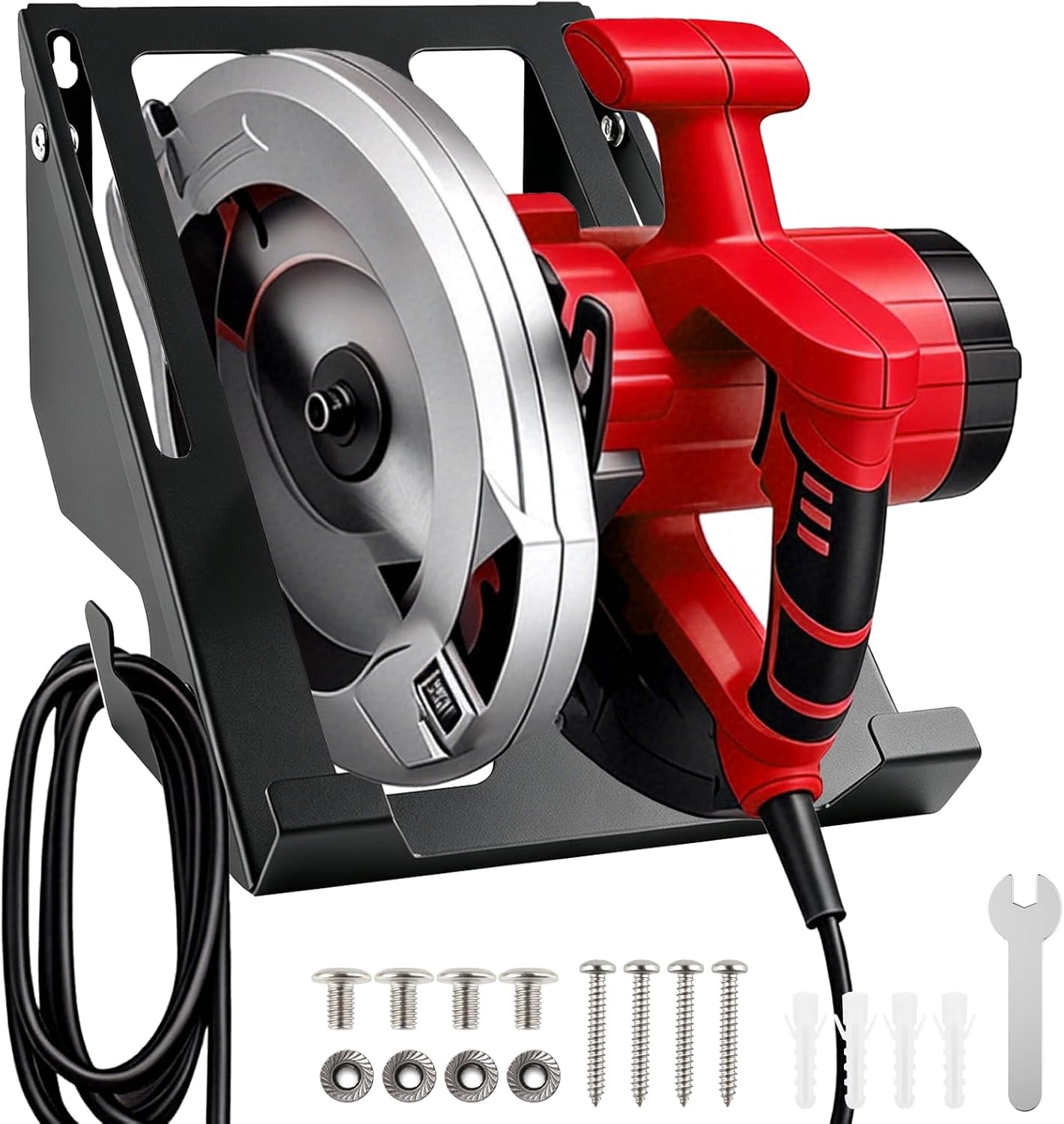 Metal Circular Saw Holder, Wall Mount Storage Rack Organizer | Heavy Duty, Fits Most Brands Like Dewalt & Milwaukee, Dual Blade Slots, Tool Organizer for Workshop Shed Garage Home
