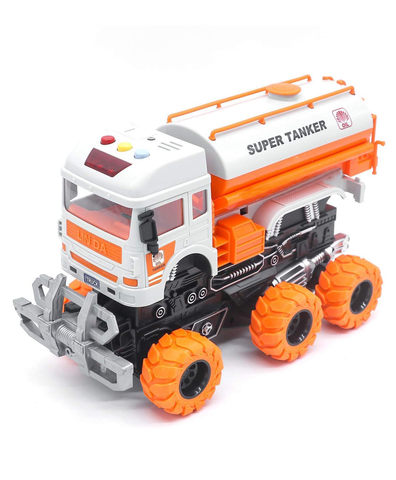 LUMO BRILLIANT TOYS Friction Powered Oil Truck Lights and Music 6x6 Wheel Drive Super Tanker Truck Vehicle Car Toy for Kids - Multicolor (B0DFQ2N21S) Amazon Price History, Amazon Price Tracker