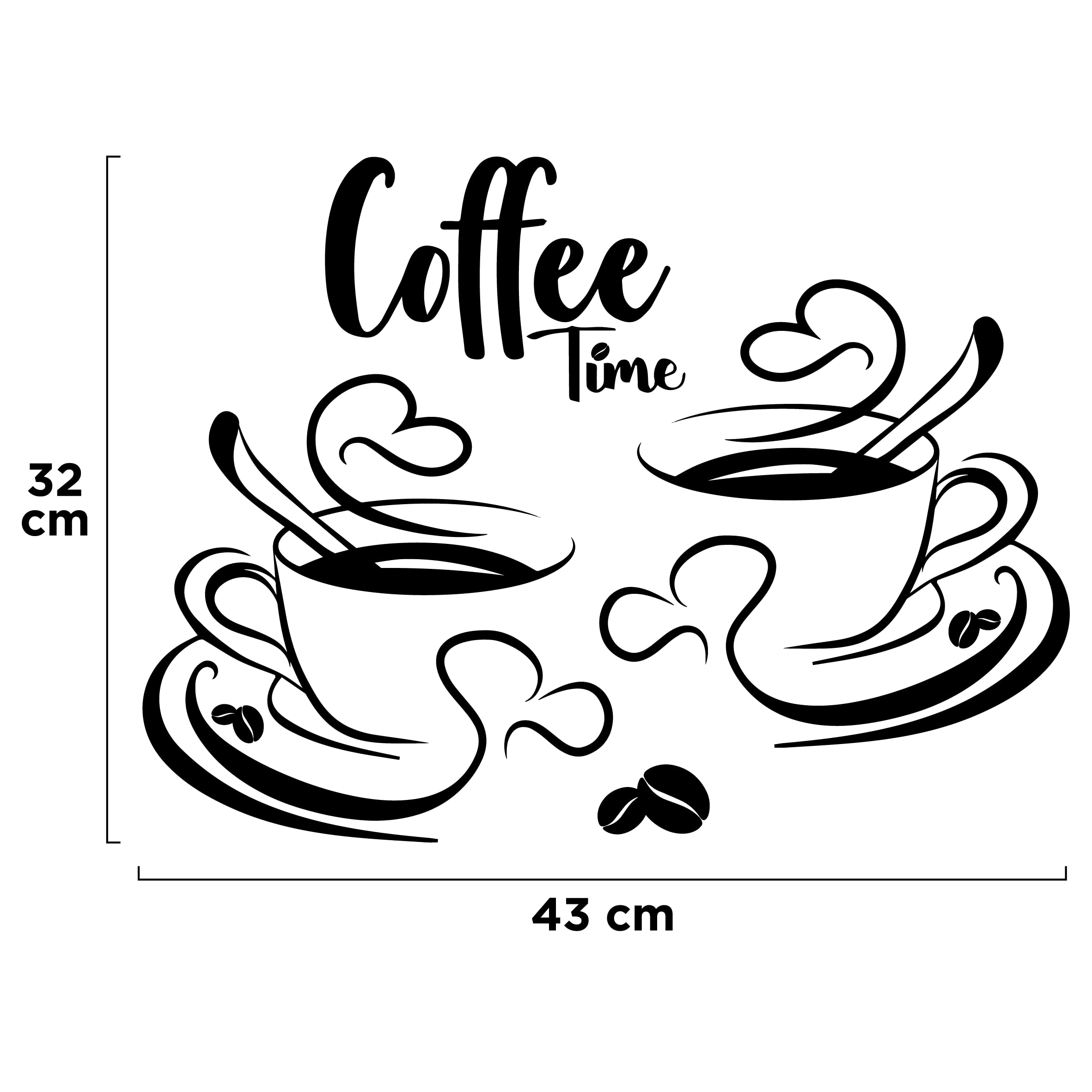 Autocollants Muraux Tasses à Café - Lot De 2 Paires PVC 31x18,7cm Pour Déco Cuisine/bar