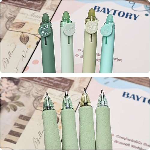 Miniatura 7 de BAYTORY 8 bolígrafos de gel retráctiles borrables, bolígrafos de tinta azul y negra con borrador, escritura suave, cómodos de usar para tomar notas,