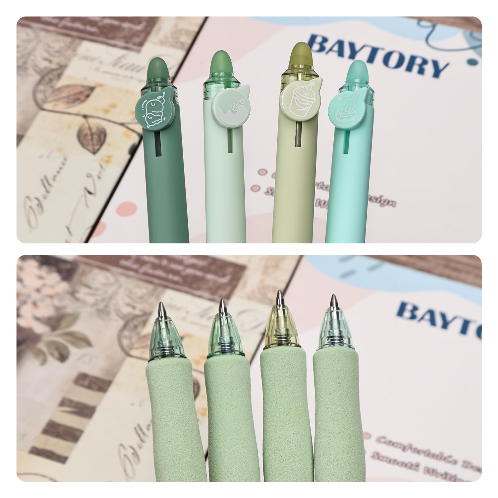 BAYTORY 8 Radierbare Gelstifte – 0,5 Mm Feine Spitze, Schwarz & Blau, Mit Radiergummi