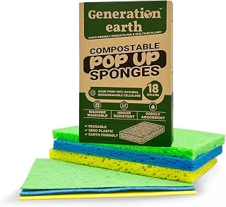 18pcs 'POP-UP' Washing Up Sponges | Compostable POP UP Sponges | Eco Washing Up Sponge | Eco Sponges Washing Up | Eco Kitchen | Cellulose Sponge | Eco Cleaning Products | Generation earth - UK Seller