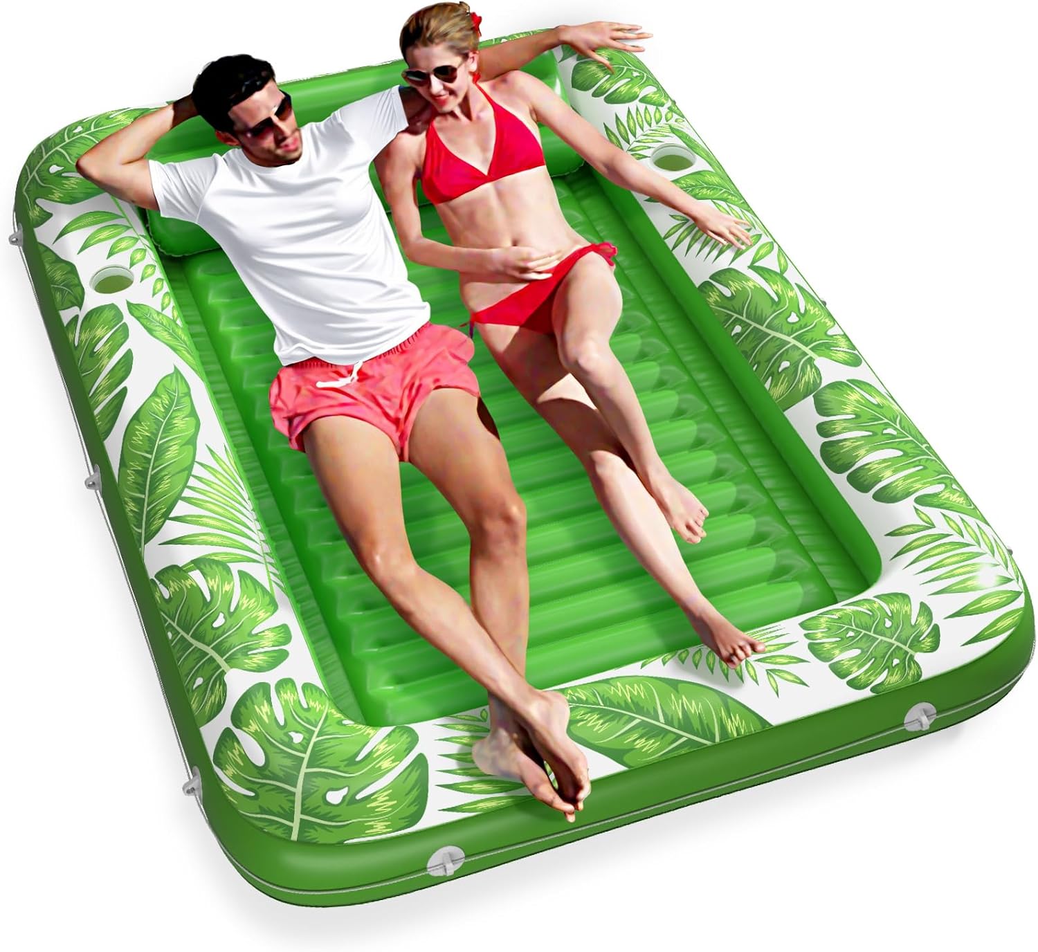 Inflatable Tanning Pool Lounger Float - Jasonwell 4 in 1 Sun Tan Tub Sunbathing Pool Lounge Raft Floatie Toys Water Filled Tanning Bed Mat Pad for Adult Blow Up Kiddie Pool Kids Ball Pit