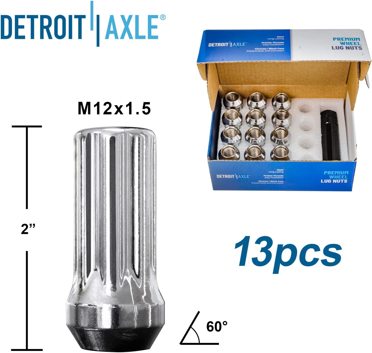 Detroit Axle - Front Brake Kit for Chevy SSR Trailblazer GMC Envoy XL XUV Buick Rainier Isuzu Ascender Saab 9-7X, 2 Disc Brake Rotors 2 Wheel Bearing Hubs 24 Wheel Lug Nuts 2 Socket Key Replacement