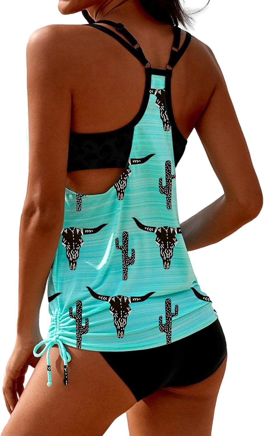 SHESHOW Cowgirl Style Tankini Swimsuits for Women Scoop Neck Ruched Blouson and Bottom 2 Piece Bathing Suits S-XXL - Image 5