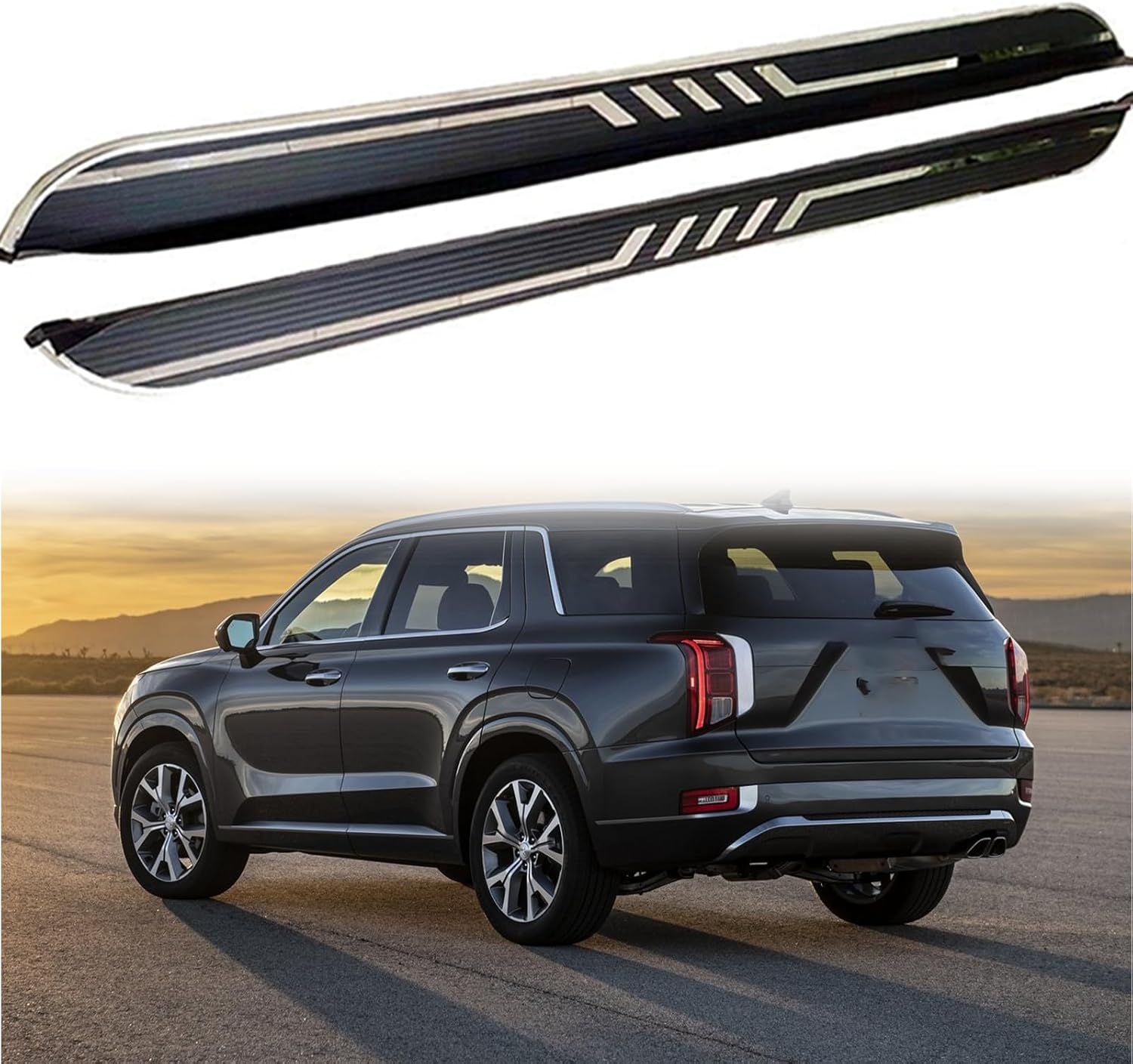 2 PCS Running Boards Fits for H Palisade 2019 2020 2021 2022 2023 Black Nerf Bar Side Steps