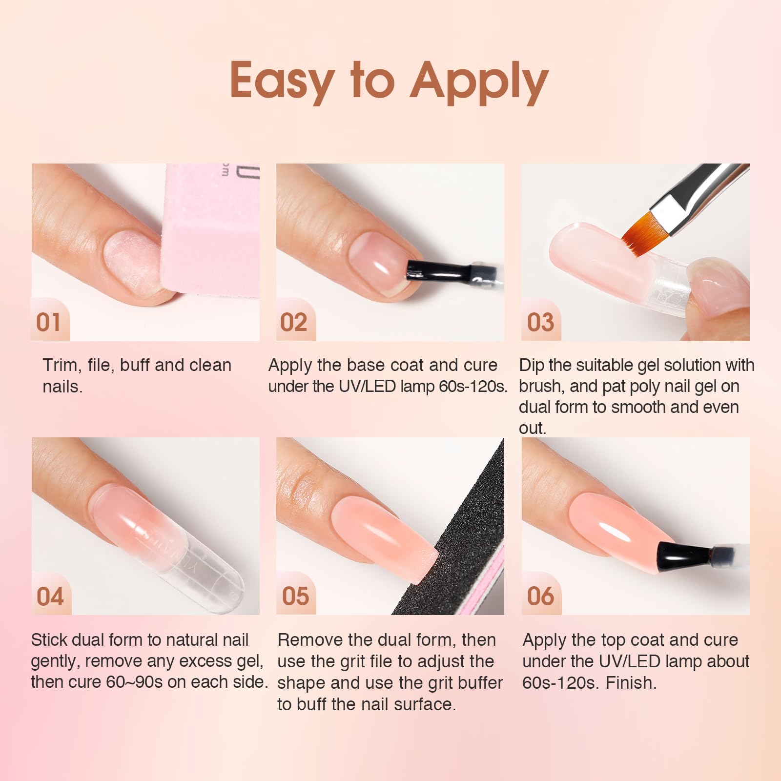 ROSALIND Poly Extension d'ongles en Gel Complet Kit, 8 Couleurs 10ml Poly Nail Gel Kit Avec 48W UV Lampe et Base&Top Coat, Nail Art DIY Kit Ongle Gel Complet pour Débutant, Professionnel et Salon