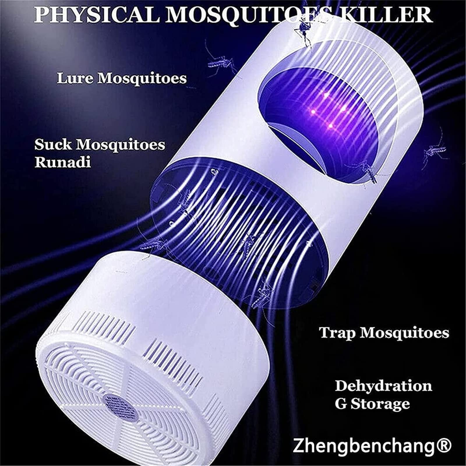 Lámpara LED para Matar Mosquitos, luz Nocturna UV, Repelente de Mosquitos, Trampa para Matar Moscas, Control de Insectos, Ventilador de succión, sin Zapper, lámpara atrapasueños Segura para niños, 36