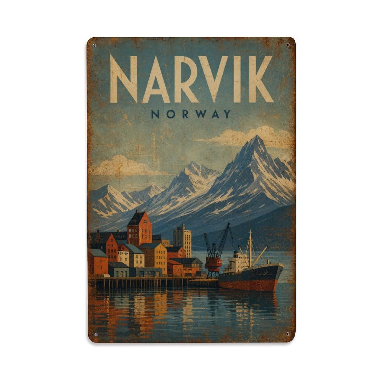 Metal Tin Sign Travel Vintage Norway Narvik