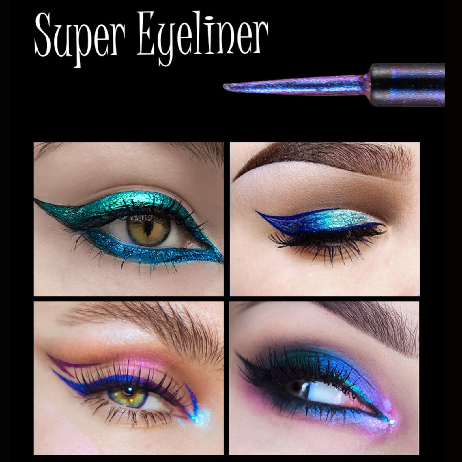 Corlo Glitter liquid eyeliner waterproof, Metallic Intense Color Shifting Colorful Eyeliner, Eyeliner Gel MultiColor Highly Pigmented Gift Kit for Women and Girls ()