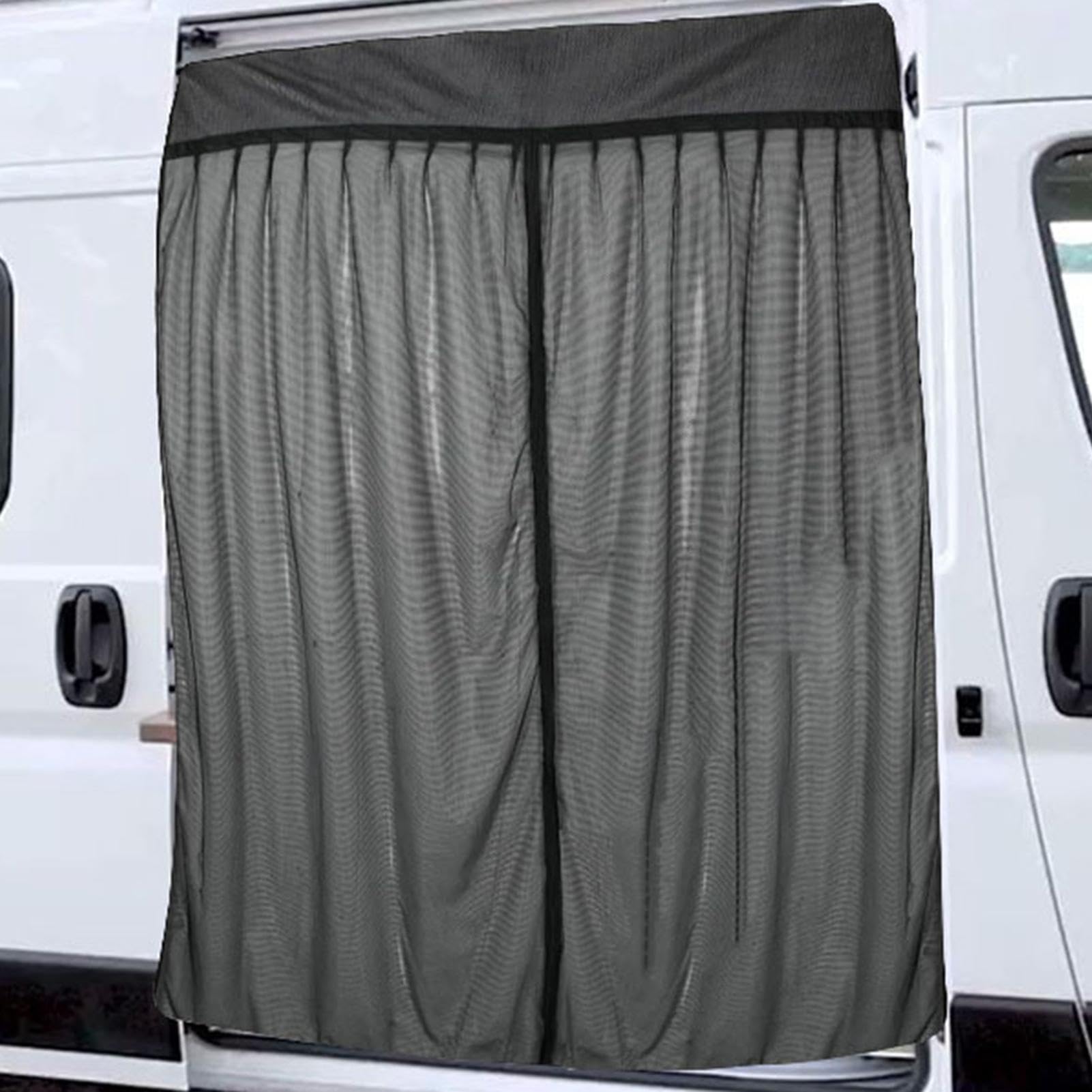 Fliegengitter Für Auto Schiebetür - Atmungsaktiv Sonnenschutz Vorhänge Fliegengitter Schwarz Mesh Moskitonetz Für Wohnwagen Camping Zubehör, Großer Fliegengitter Wohnmobil 165 x 210 cm