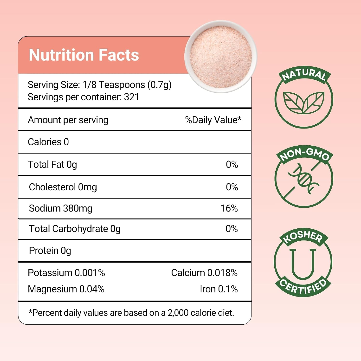 HERBION Naturals Himalayan Pink Salt Grinder Coarse Grain, 100% Pure with 84 Minerals for Seasoning, Refillable, All-Natural Salt, Triple-Washed in Spring Water, Vegan, Kosher Certified Pack of 1 image 2