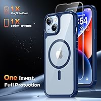 Vista 224 de TAURI Funda magnética 2 en 1 transparente para iPhone 14 Pro, compatible con Magsafe [no amarillenta] con protector de pantalla, protección de grado