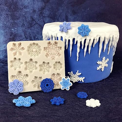 Miniatura 3 de Juego de 3 moldes de fondant de copo de nieve de invierno, molde de silicona para pasta de goma de mascar para decoración de pasteles, decoración de