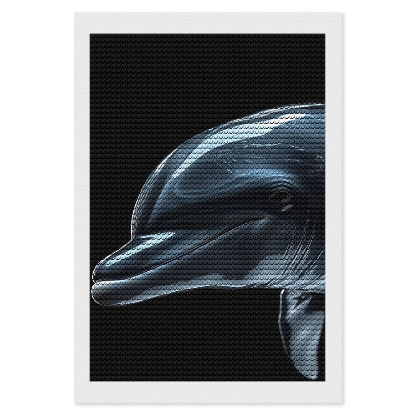 Junmoney Dolphin Diamond Painting Set 8"x12", Modern Decor, for Beginners, Printed Canvas, Thoughtful Handmade Gift, with Tool Kit