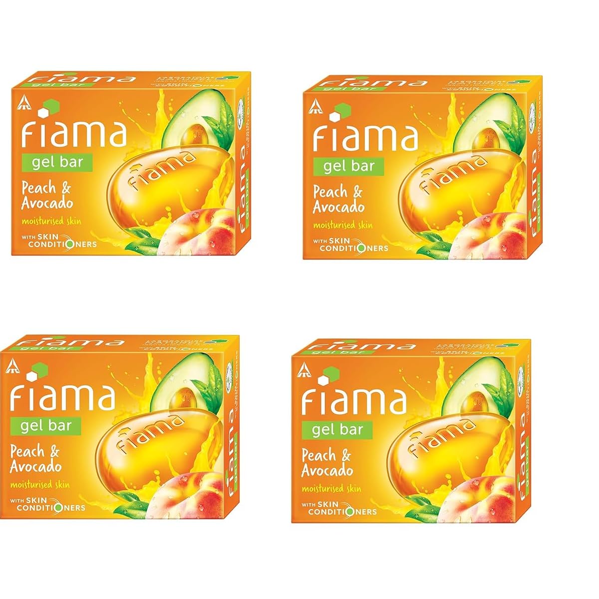 Gel Bar Peach and Avocado for moisturized skin with skin conditioners|Pack of 4x125g