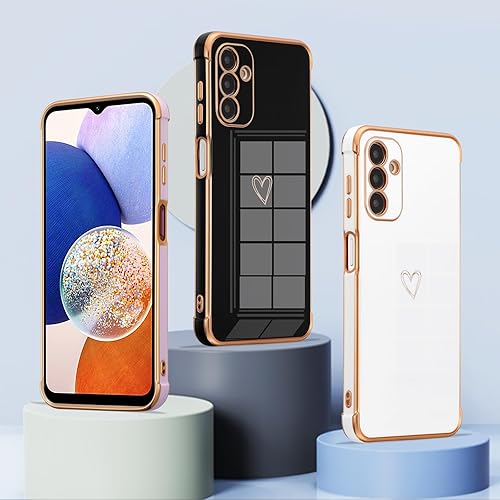 Miniatura 6 de ZTOFERA Funda para Samsung Galaxy A54 5G, bonito borde chapado con patrón de corazones de amor con protección de lente de cámara, funda para Galaxy