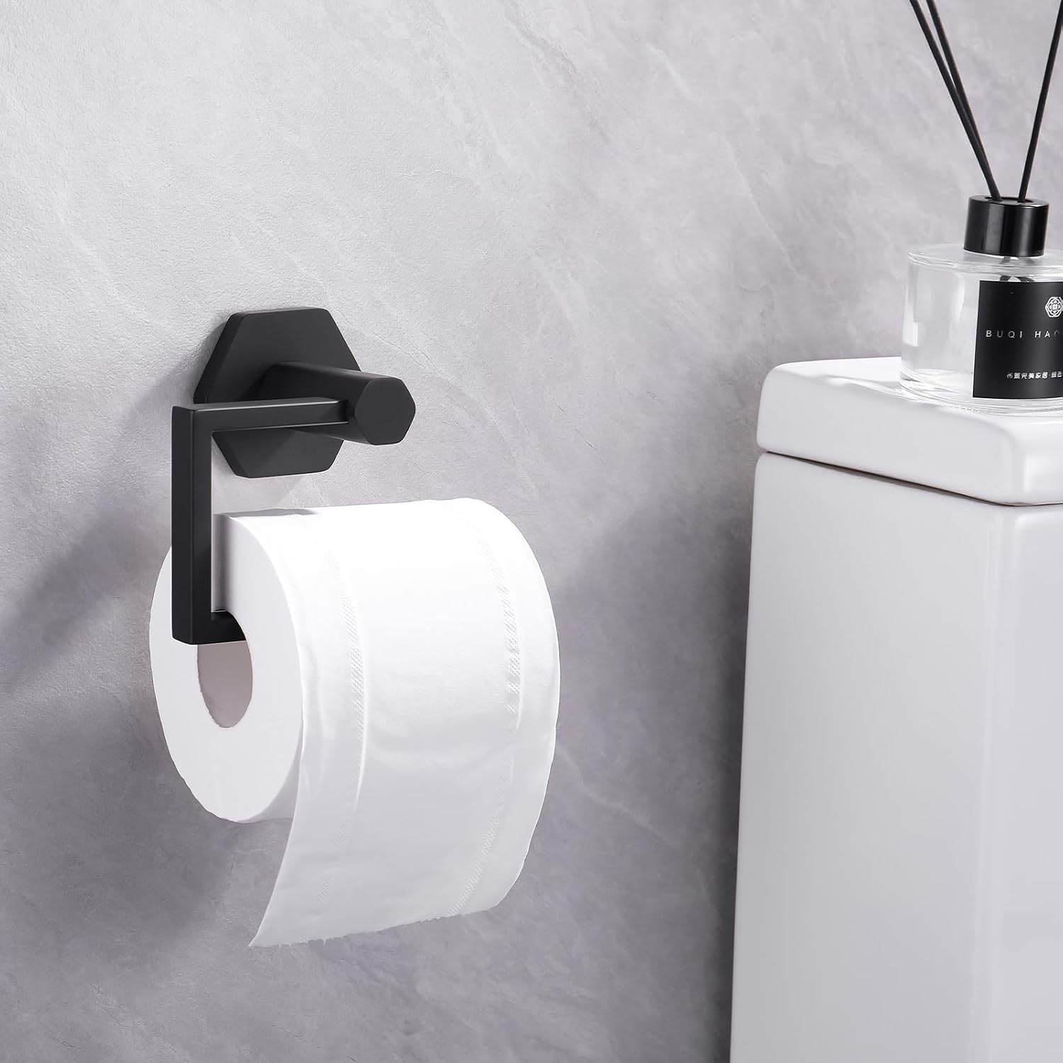 GERZWY Bathroom Toilet Paper Holder Stainless Steel Paper Towel Dispenser Tissue Roll Hanger Wall Mounted, Matte Black image 4