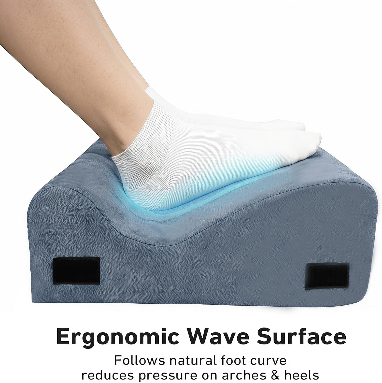 Foot Rest for Under Desk, Ergonomic 3-in-1 Height Adjustable, Non-Slip Base & Washable Cover for Office/Gaming, Blue