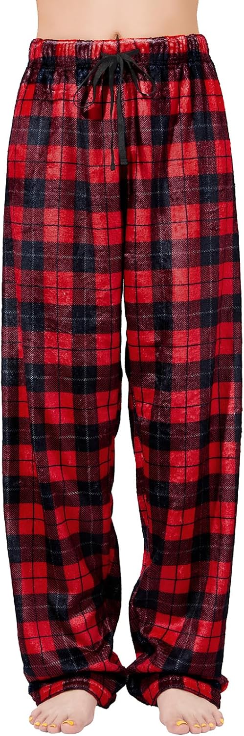 Women's Plush Fuzzy Pajama Pants Warm Cozy Pj Bottoms Drawstring Lounge Pants Fleece Sweatpants Fluffy Sleepwear